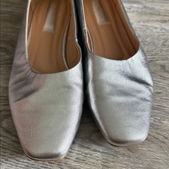 Franco Sarto Metallic Silver Square-Toe Ballet Flat - Picture 3 of 6